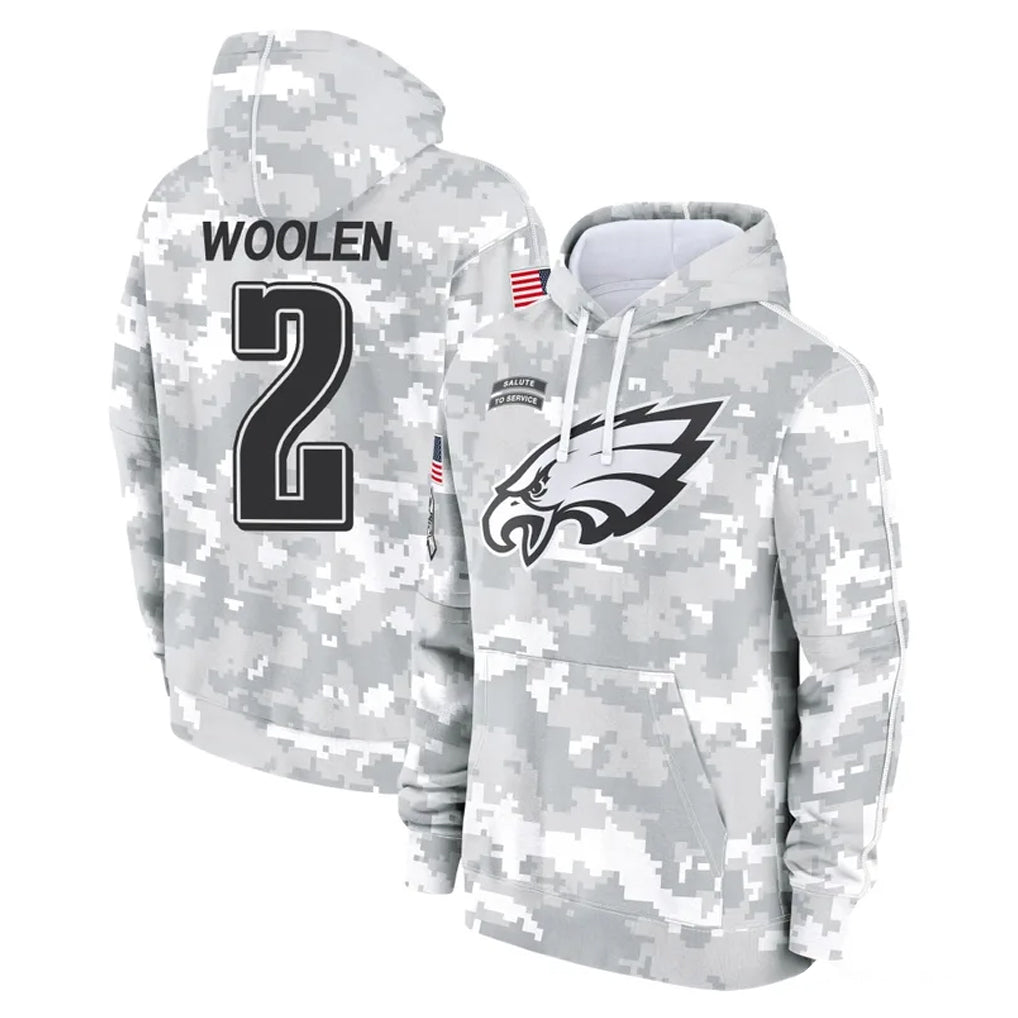 Elroe P.Eagles #2 Riq Woolen Player Arctic Camo Salute to Service Pullover Hoodies Limited Game Stitched Jerseys
