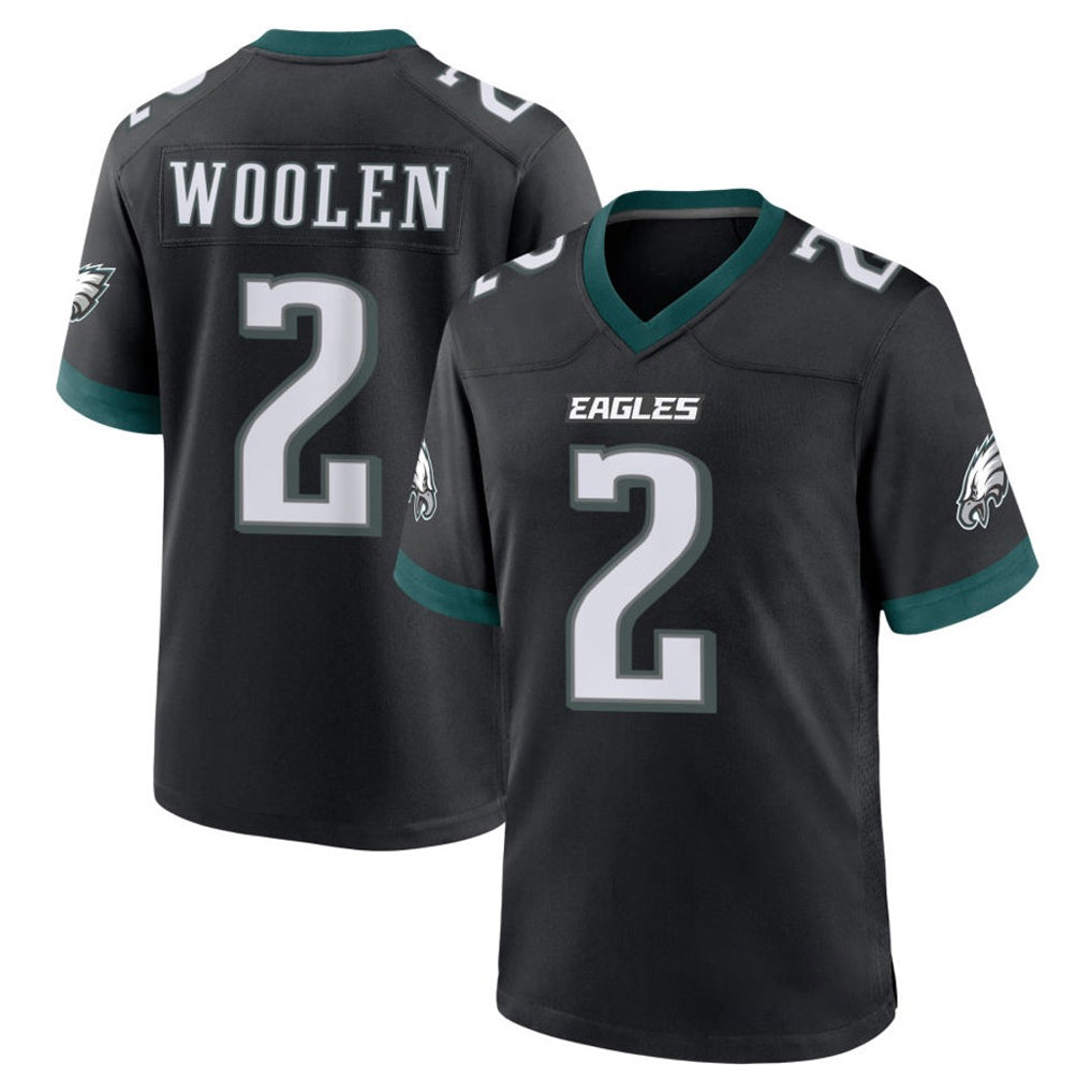 Elroe P.Eagles #2 Riq Woolen Player Black Game Home Stitched Jerseys