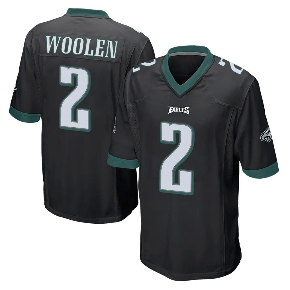 Elroe P.Eagles #2 Riq Woolen Player Black Home Game Stitched Jerseys