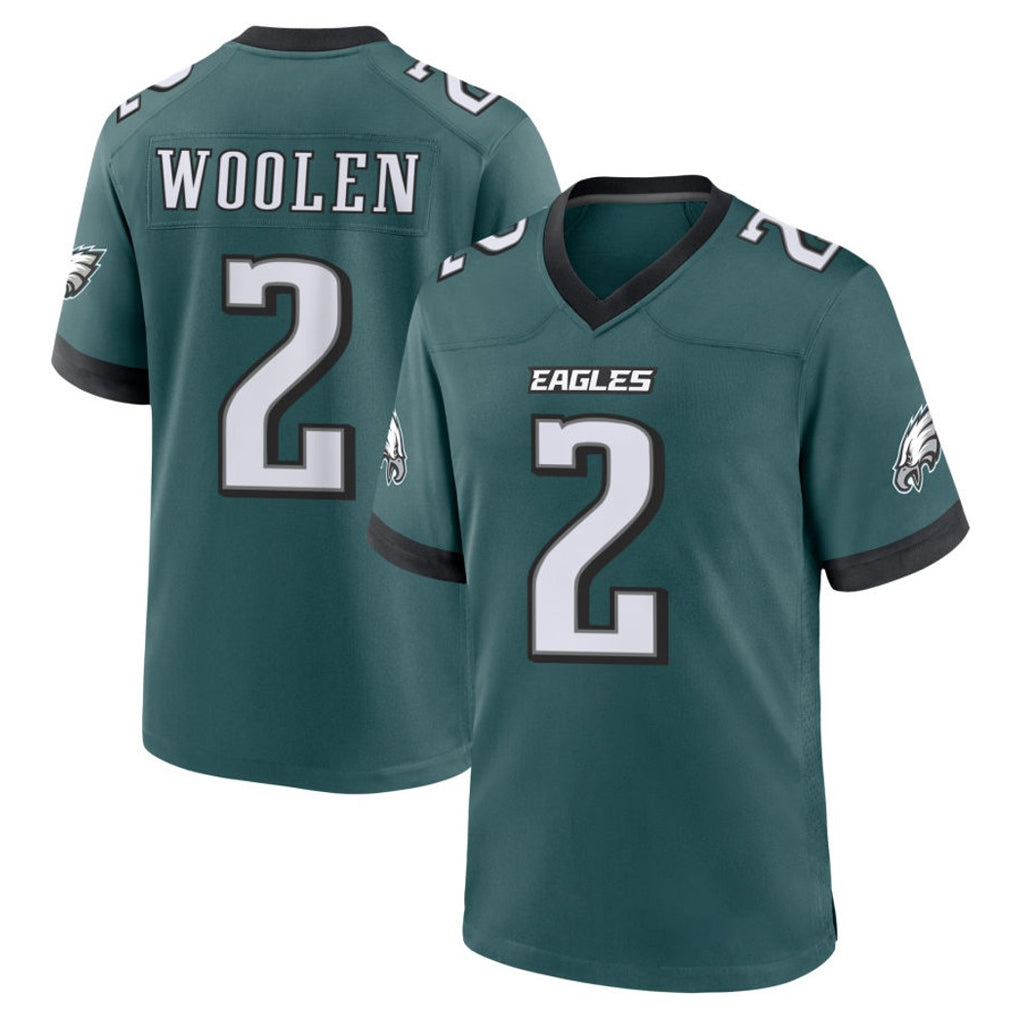 Elroe P.Eagles #2 Riq Woolen Player Green Home Game Stitched Jerseys