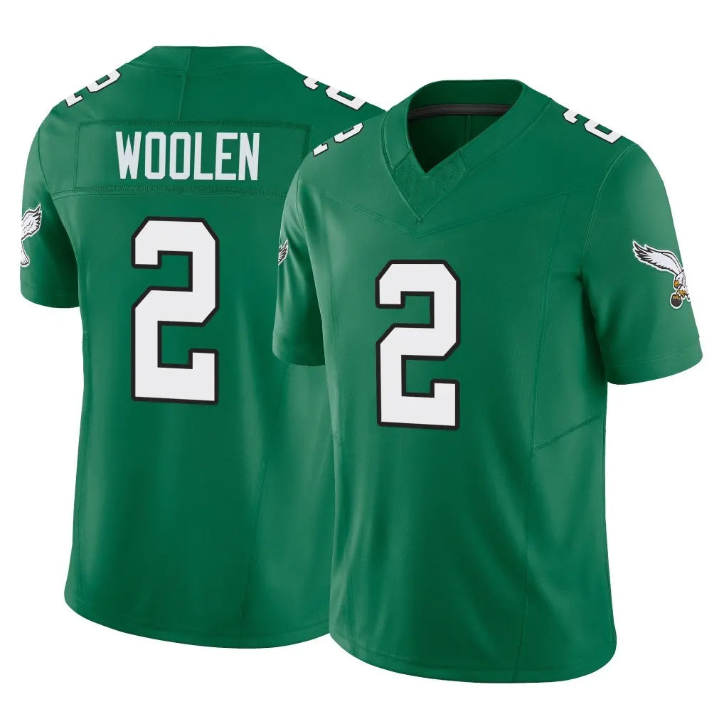 Elroe P.Eagles #2 Riq Woolen Player Green Kelly Alternate Vapor F.U.S.E. Home Game Stitched Jerseys