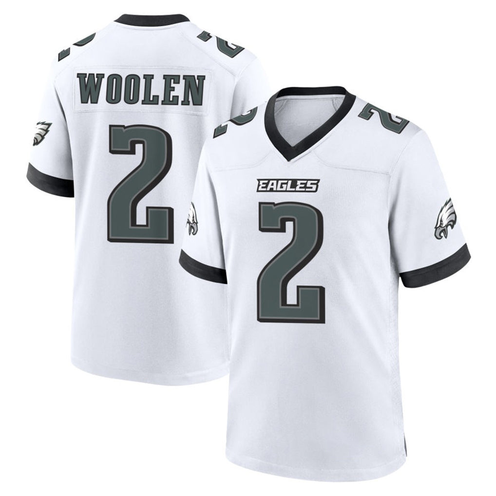 Elroe P.Eagles #2 Riq Woolen Player White Game Home Stitched Jerseys