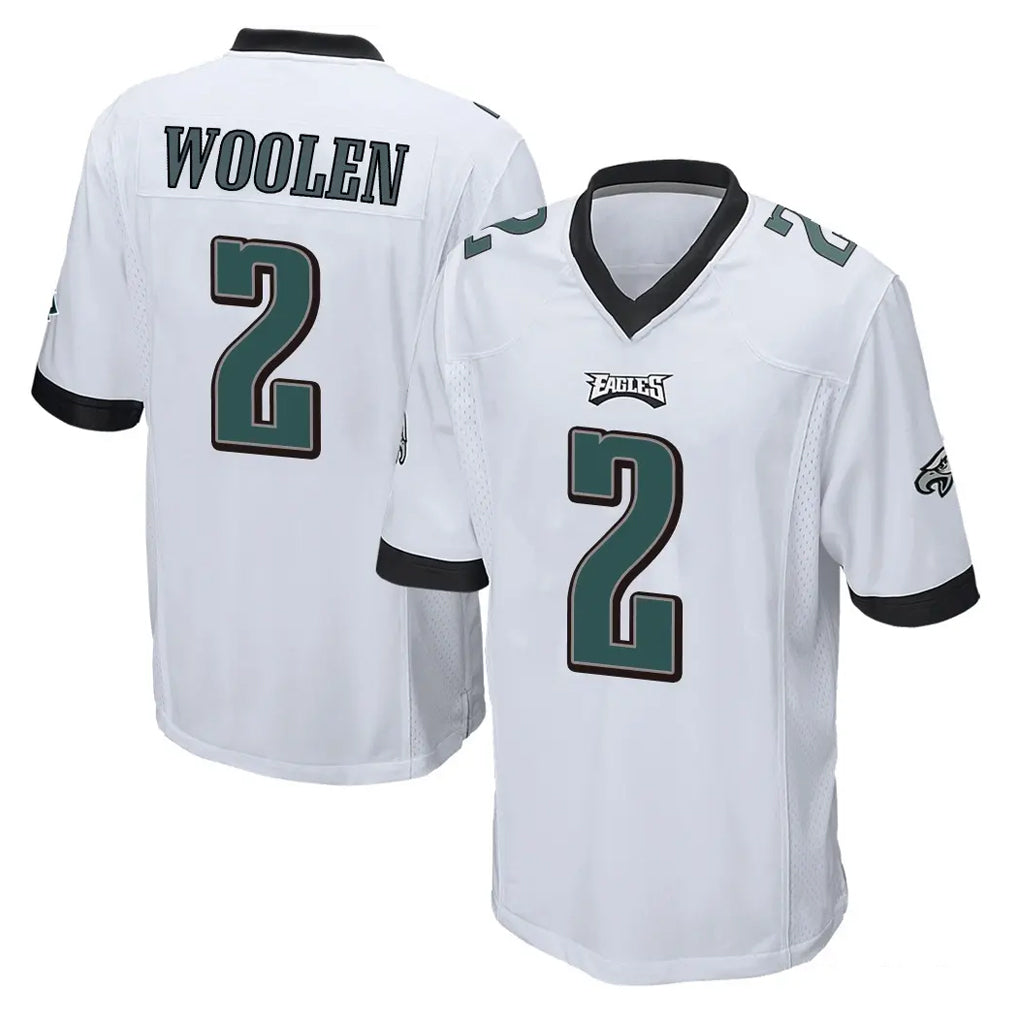 Elroe P.Eagles #2 Riq Woolen Player White Home Game Stitched Jerseys