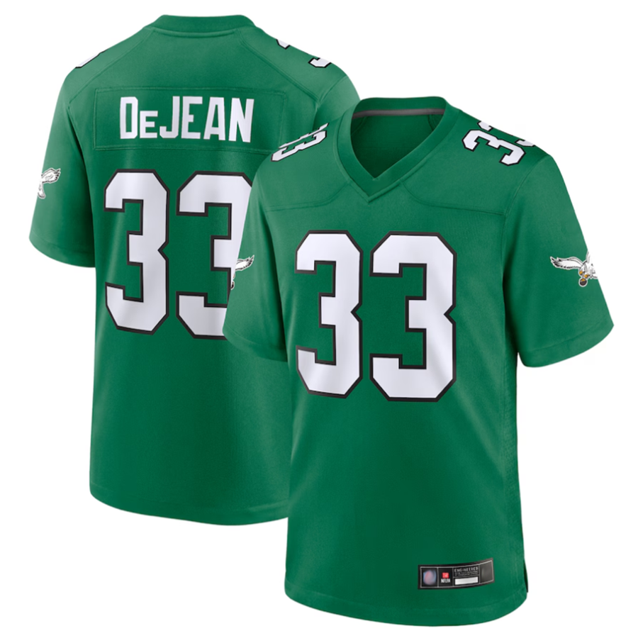 Elroe P.Eagles #33 Cooper DeJean Player Kelly Green Replica Game Stitched Jerseys