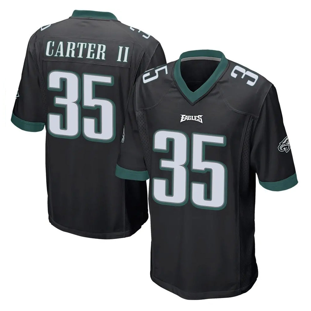 Elroe P.Eagles #35 Michael Carter II Player Black Home Game Stitched Jerseys