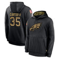 Elroe P.Eagles #35 Michael Carter II Player Black Salute to Service Hoodies Limited Game Stitched Jerseys
