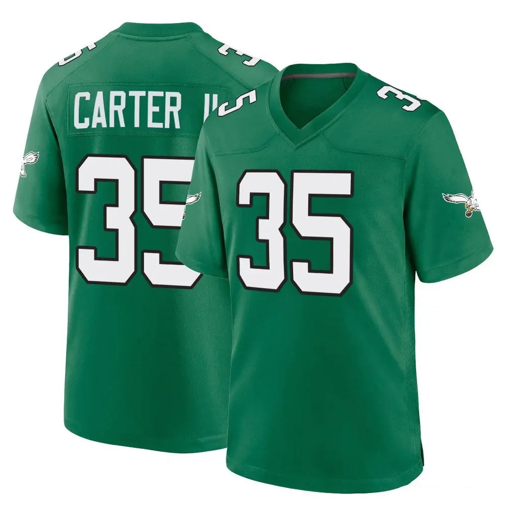 Elroe P.Eagles #35 Michael Carter II Player Green Kelly Alternate Home Game Stitched Jerseys