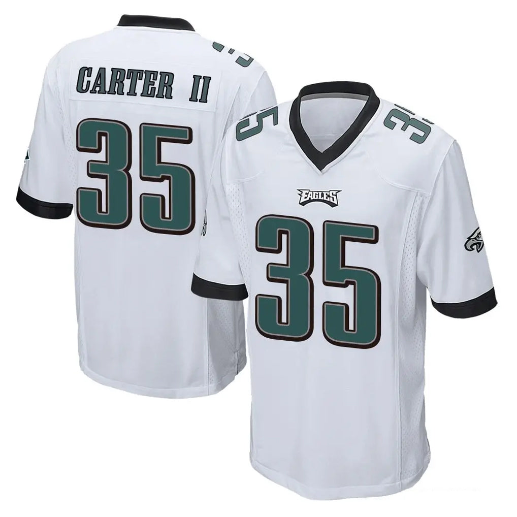 Elroe P.Eagles #35 Michael Carter II Player White Home Game Stitched Jerseys