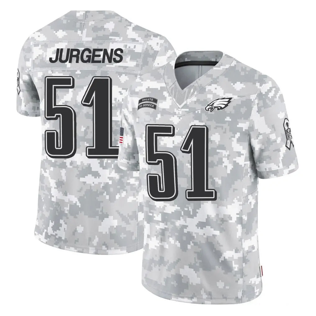 Elroe P.Eagles #51 Cam Jurgens Player Arctic Camo Salute to Service Limited Game Stitched Jerseys