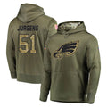 Elroe P.Eagles #51 Cam Jurgens Player Olive Salute to Service Pullover Hoodies Home Game Stitched Jerseys