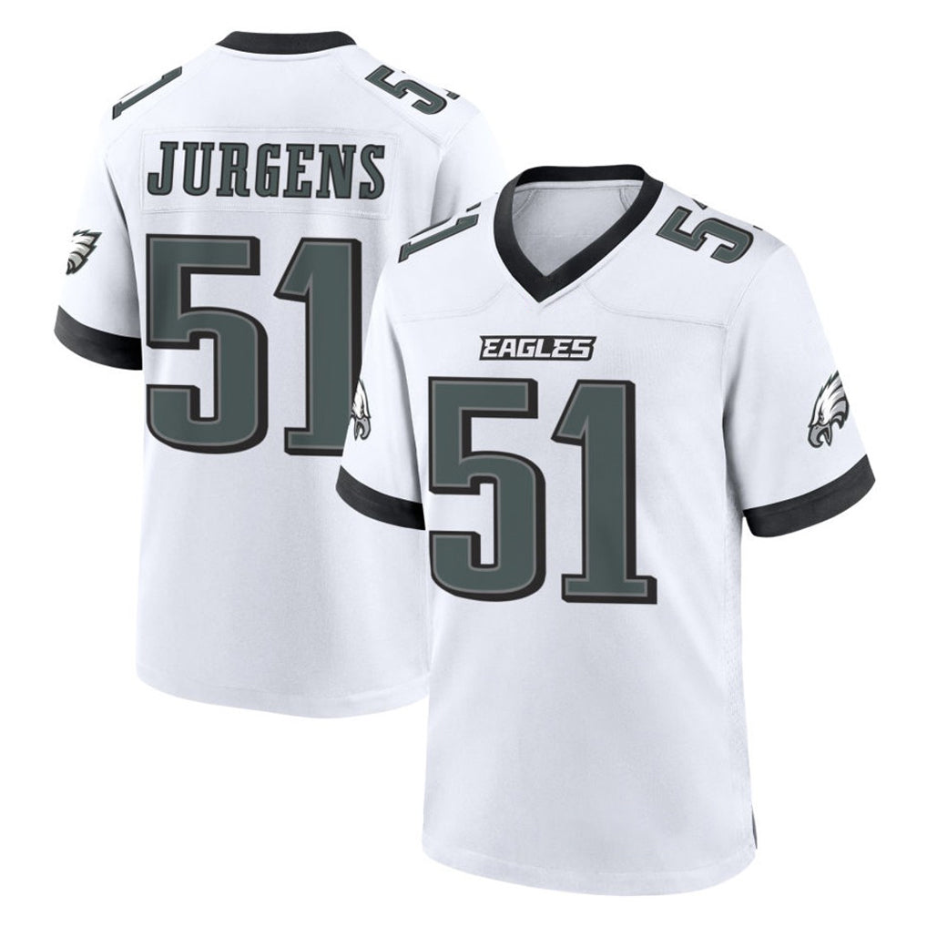 Elroe P.Eagles #51 Cam Jurgens Player White Game Home Stitched Jerseys