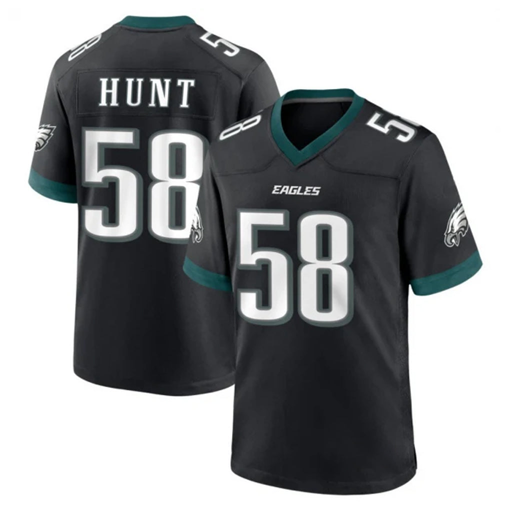 Elroe P.Eagles #58 Jalyx Hunt Player Black Game Home Stitched Jerseys