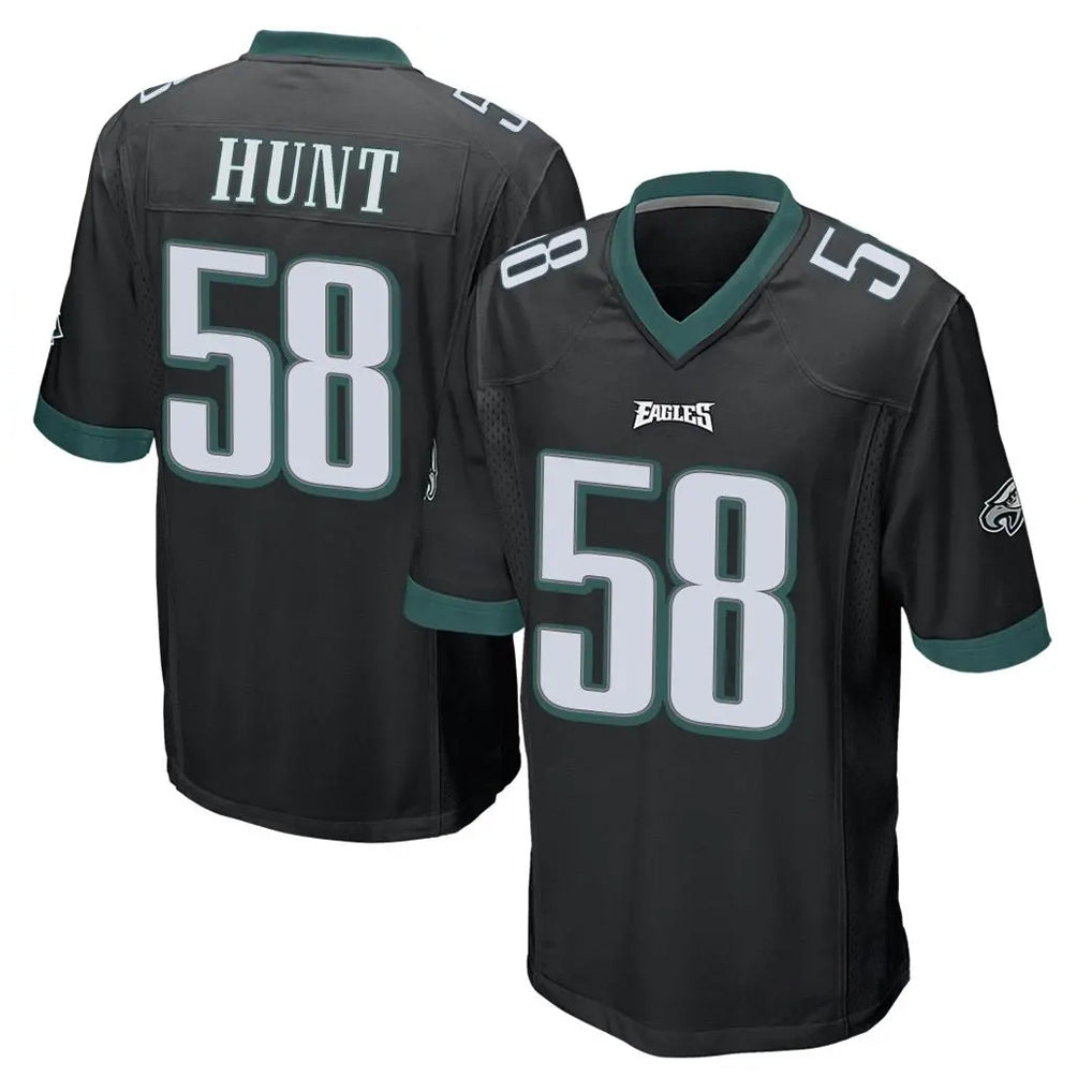 Elroe P.Eagles #58 Jalyx Hunt Player Black Home Game Stitched Jerseys