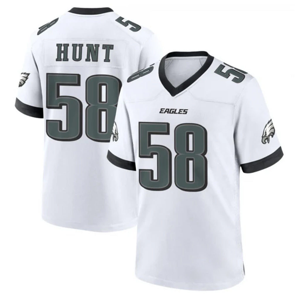 Elroe P.Eagles #58 Jalyx Hunt Player White Game Home Stitched Jerseys