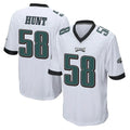 Elroe P.Eagles #58 Jalyx Hunt Player White Home Game Stitched Jerseys
