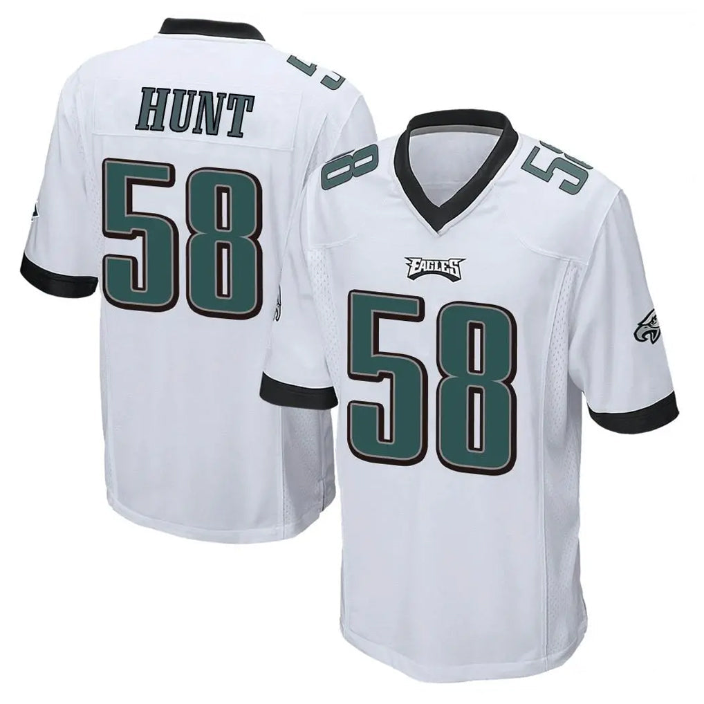 Elroe P.Eagles #58 Jalyx Hunt Player White Home Game Stitched Jerseys