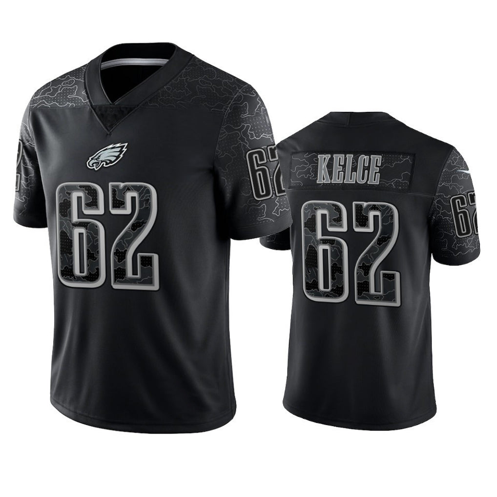 Elroe P.Eagles #62 Jason Kelce Player Black REFLECTIVE Limited Stitched Jerseys