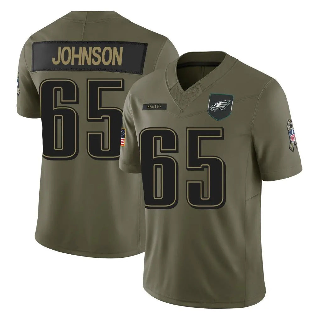 Elroe P.Eagles #65 Lane Johnson Player Olive 2025 Salute To Service Limited Stitched Jerseys