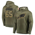 Elroe P.Eagles #65 Lane Johnson Player Olive Salute to Service Pullover Hoodies Home Game Stitched Jerseys