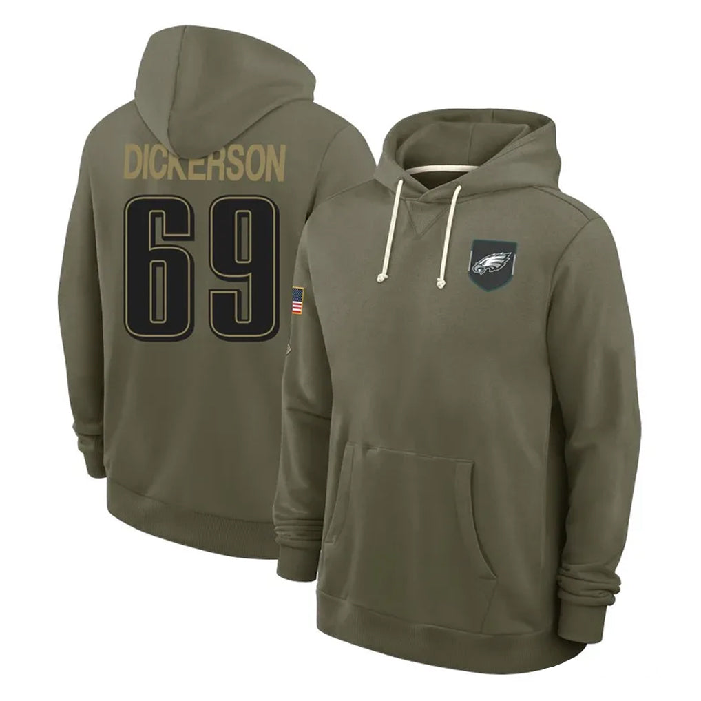 Elroe P.Eagles #69 Landon Dickerson Player Olive Salute to Service Pullover Hoodies Limited Stitched Jerseys