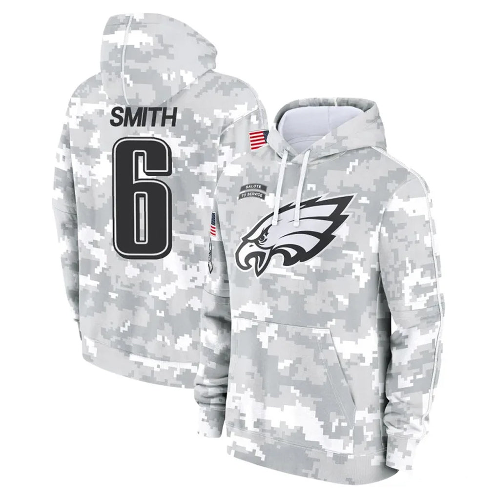 Elroe P.Eagles #6 DeVonta Smith Player Arctic Camo Salute to Service Pullover Hoodies Limited Game Stitched Jerseys