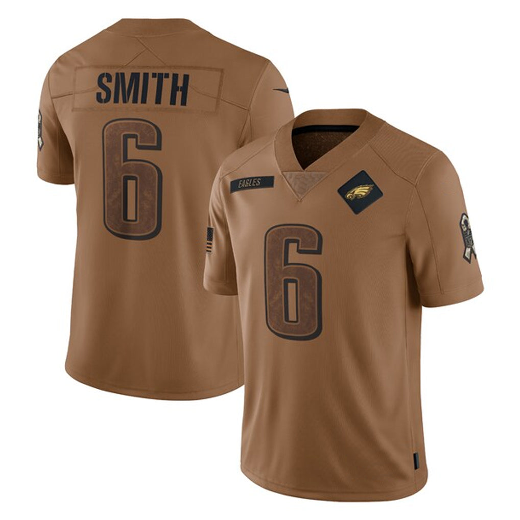 Elroe P.Eagles #6 DeVonta Smith Player Brown Salute To Service Limited Stitched Jerseys
