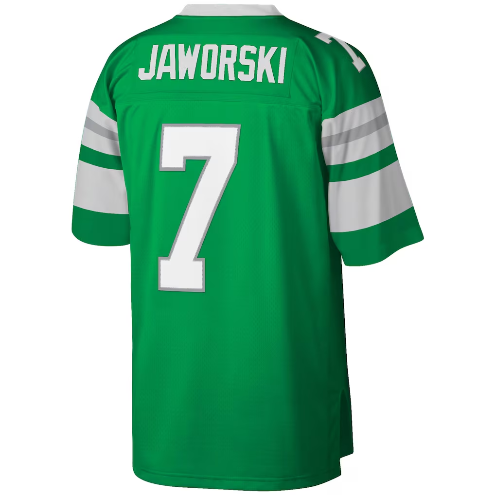 Elroe P.Eagles #7 Ron Jaworski Mitchell & Ness Kelly Green Legacy Replica Stitched Puhic Jersey