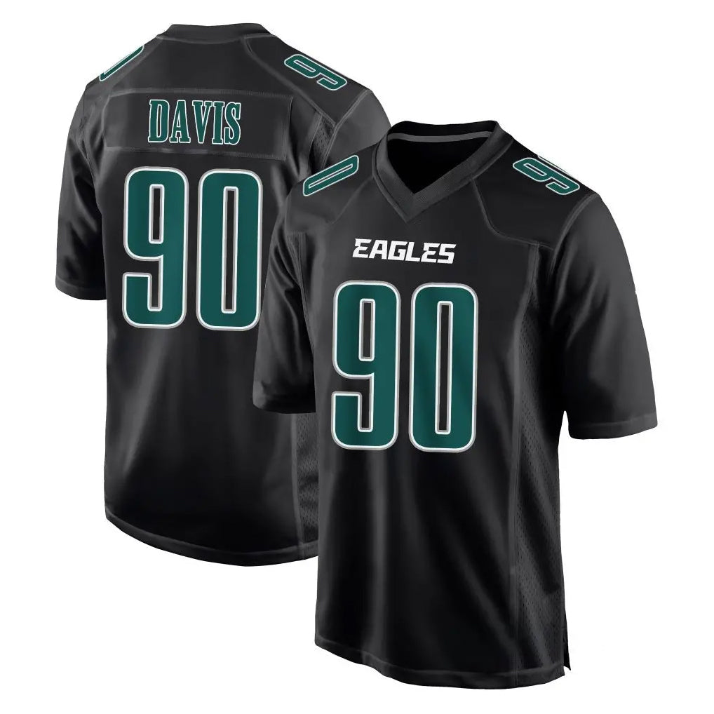 Elroe P.Eagles #90 Jordan Davis Player Carbon Black Fashion Home Game Stitched Jerseys