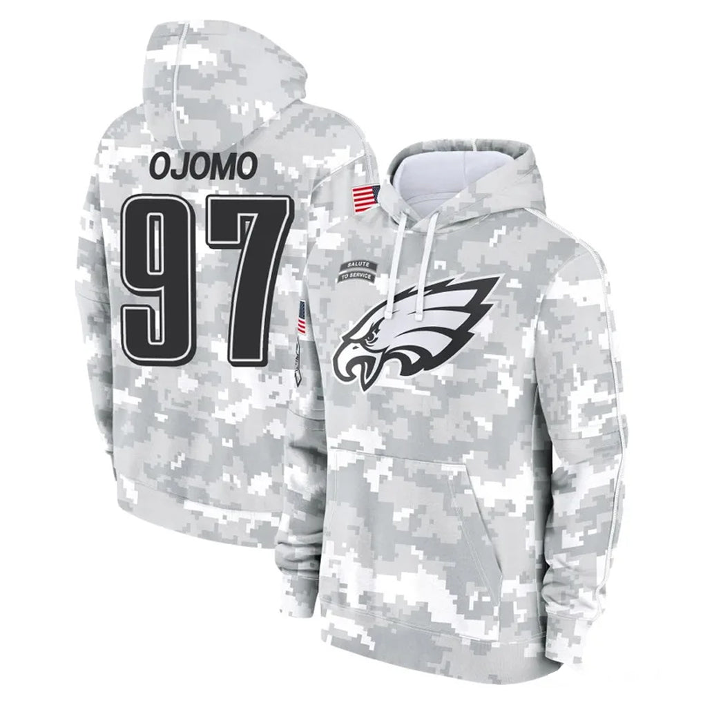 Elroe P.Eagles #97 Moro Ojomo Player Arctic Camo Salute to Service Pullover Hoodies Limited Game Stitched Jerseys