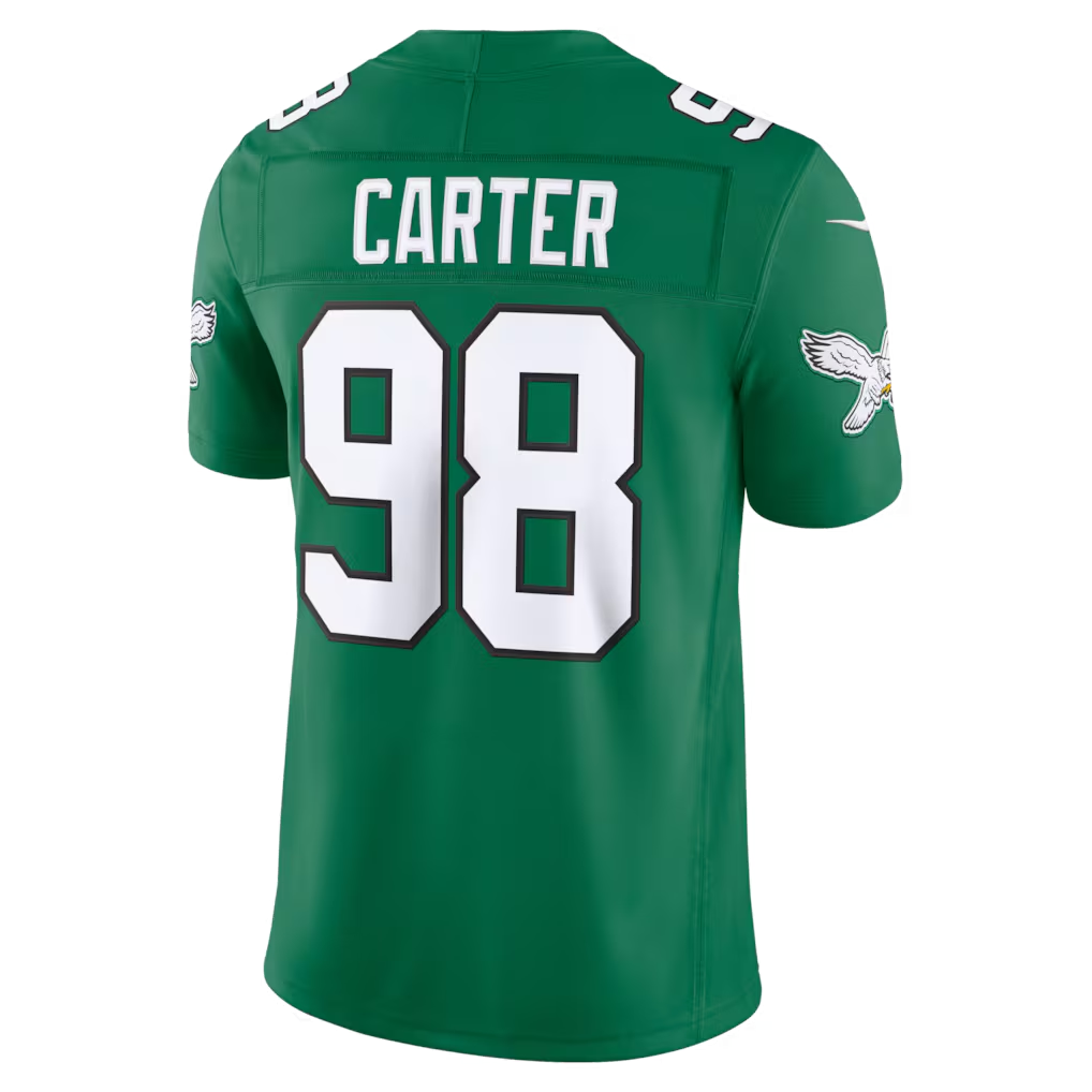 Elroe P.Eagles #98 Jalen Carter Kelly Green Alternate Vapor F.U.S.E. Stitched Limited Jerseys