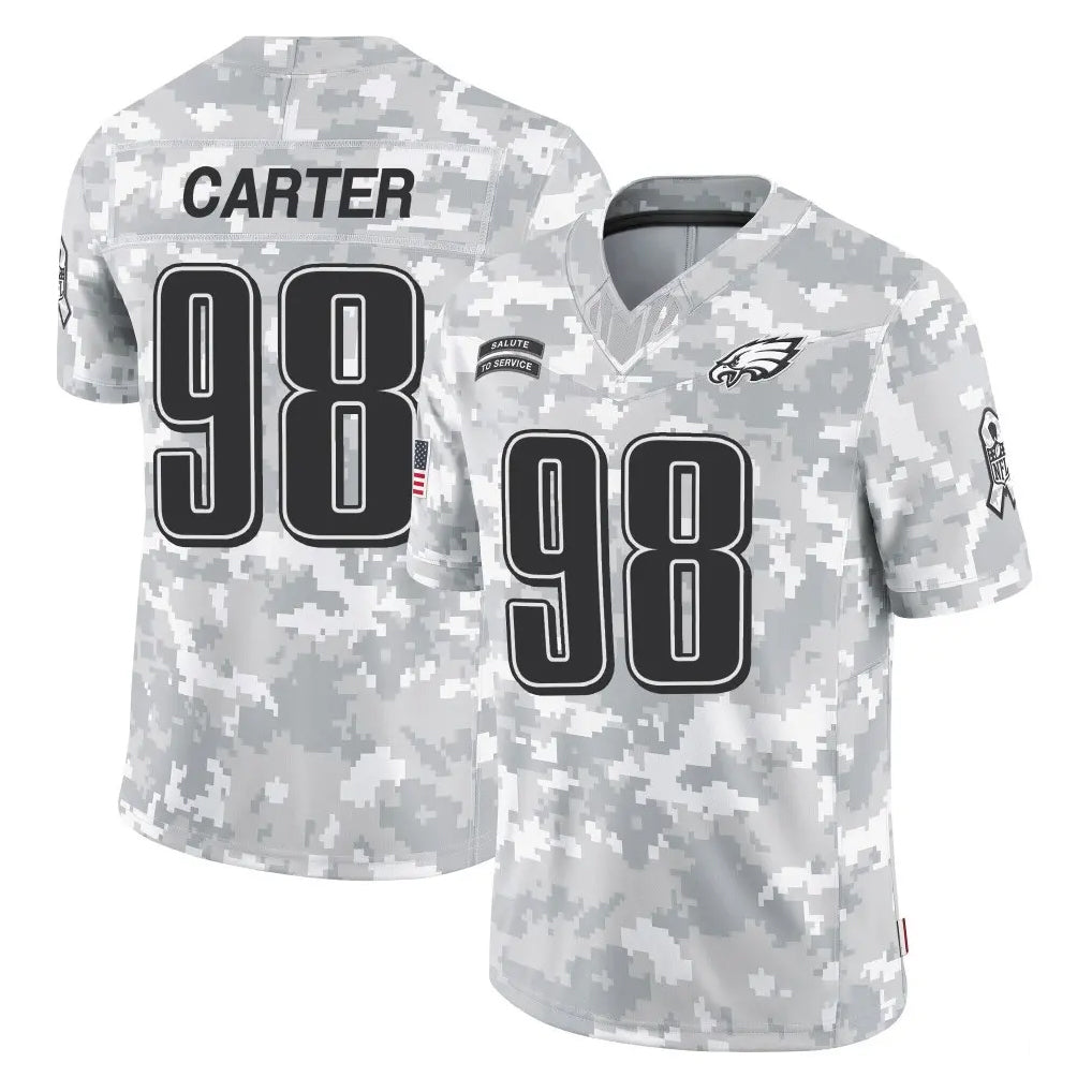Elroe P.Eagles #98 Jalen Carter Player Arctic Camo Salute to Service Limited Game Stitched Jerseys
