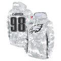 Elroe P.Eagles #98 Jalen Carter Player Military Hoodie Arctic Camo Salute To Service Stitched Jerseys