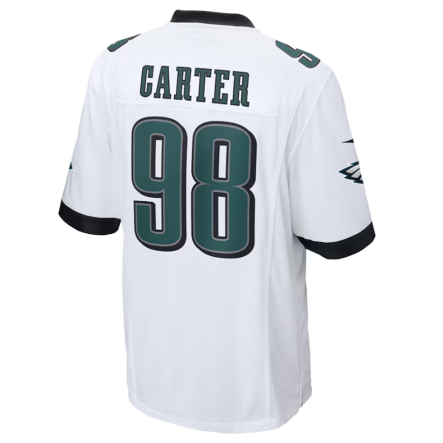 Elroe P.Eagles #98 Jalen Carter White Game Jersey Stitched American Stitched Jersey