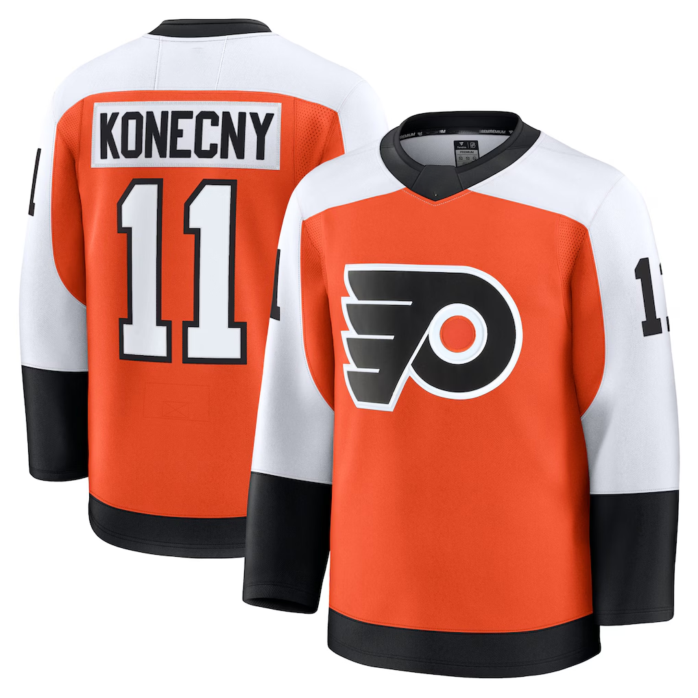 Elroe P.Flyers #11 Travis Konecny Burnt Orange Home Premium Jerseys