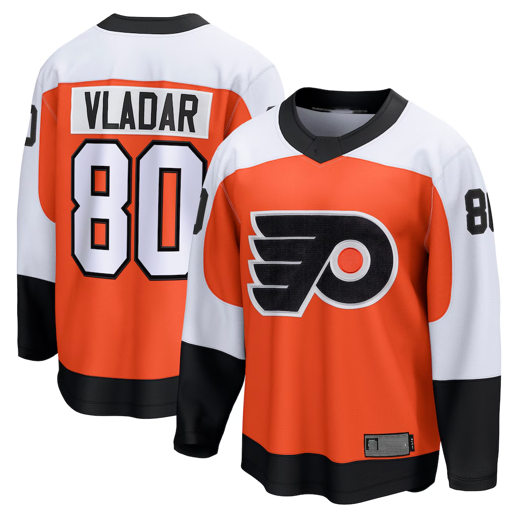 Elroe P.Flyers #80 Dan Vladar Orange Home Breakaway Jerseys