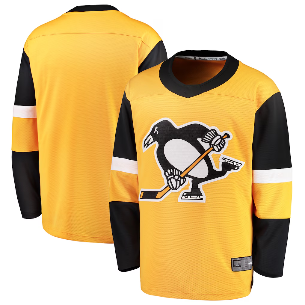 Elroe P.Penguins Gold Alternate Breakaway Jerseys