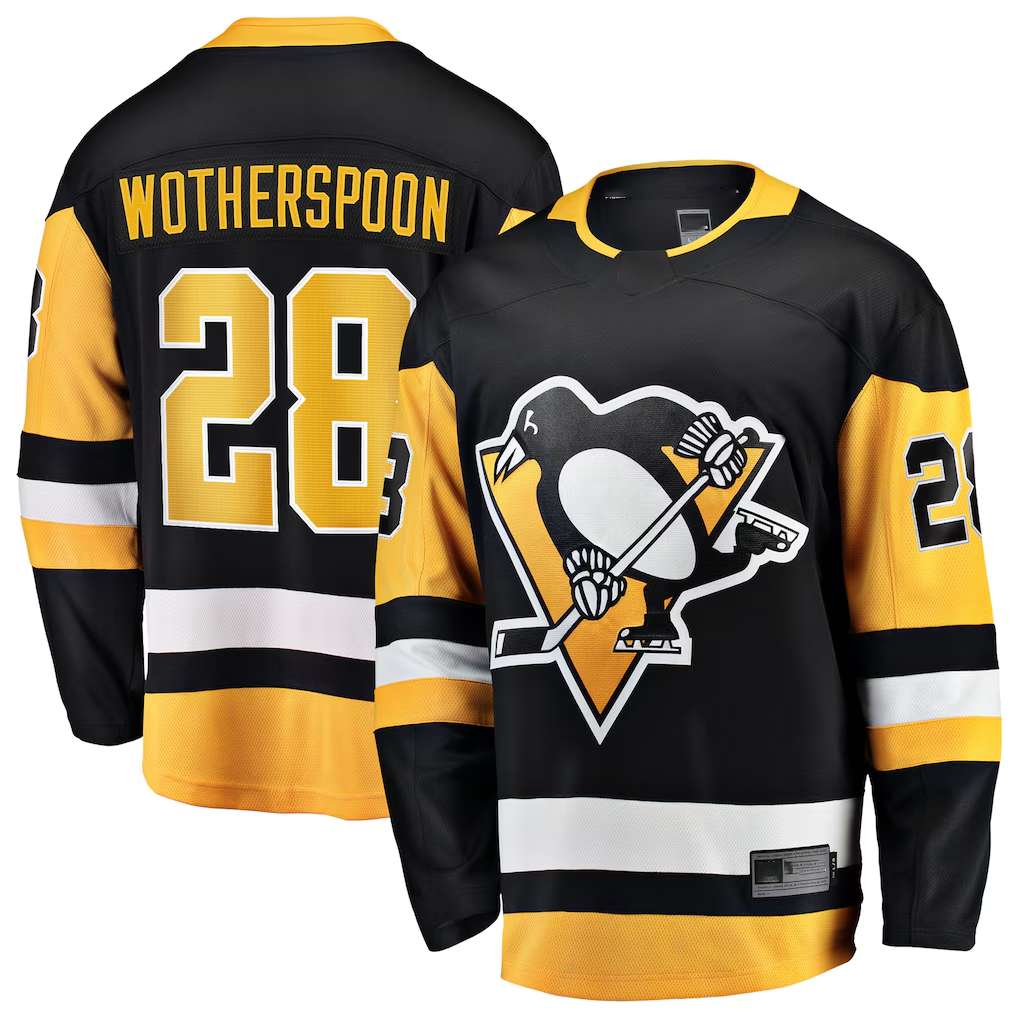 Elroe P.Penguins #28 Parker Wotherspoon Black Home Breakaway Jerseys