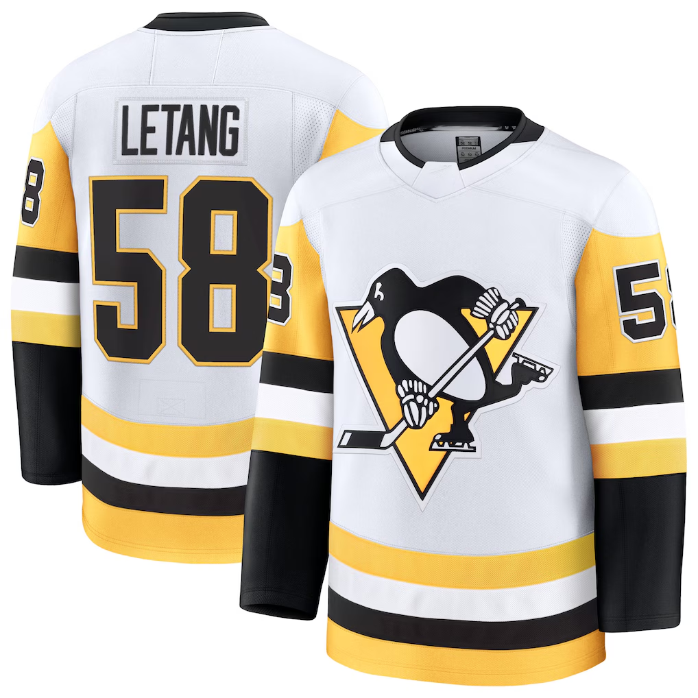 Elroe P.Penguins #58 Kris Letang White Premium Jerseys