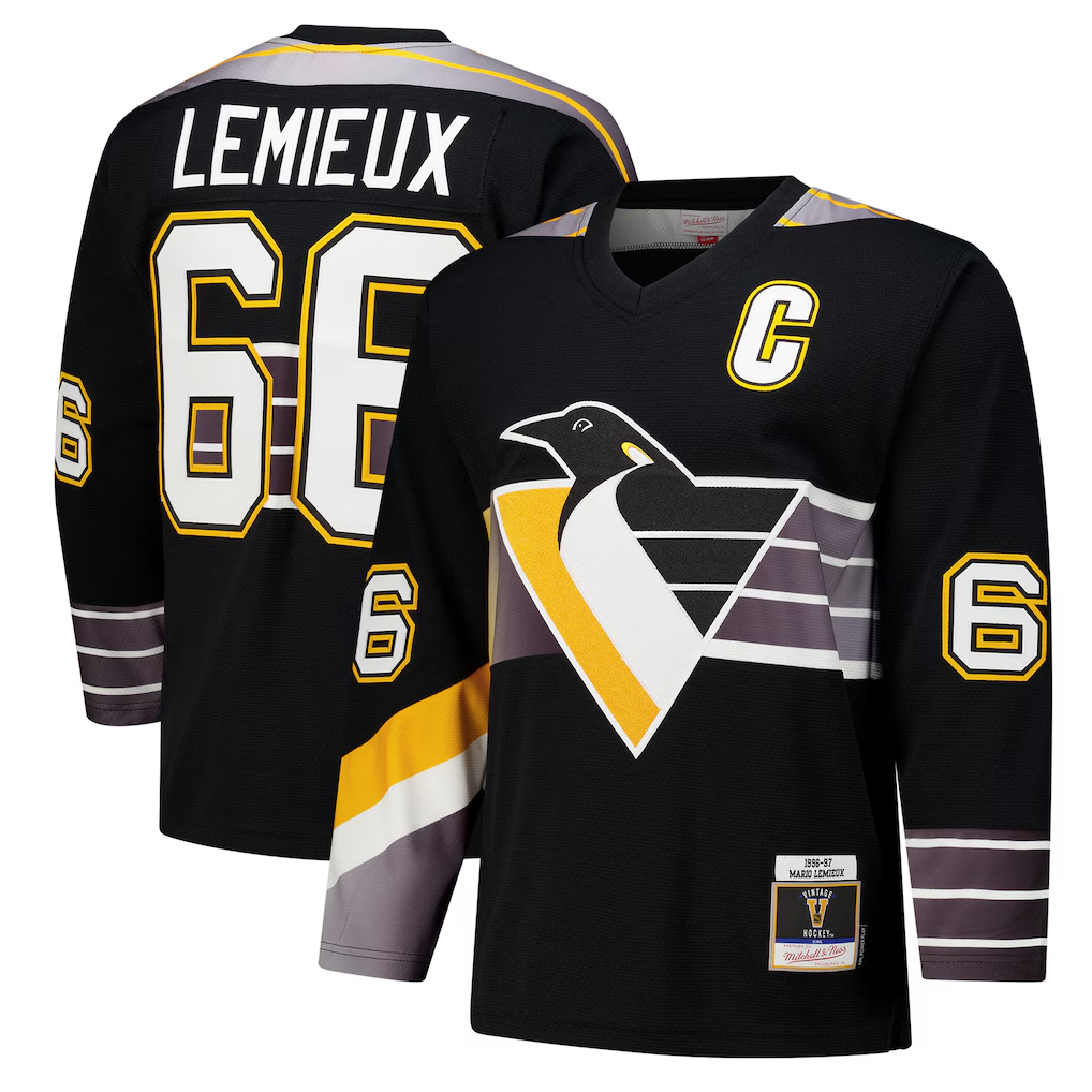 Elroe P.Penguins #66 Mario Lemieux Black 1996?97 Power Play Jerseys