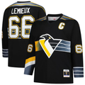 Elroe P.Penguins #66 Mario Lemieux Mitchell & Ness Black 1996-97 Blue Line 2.0 Jerseys