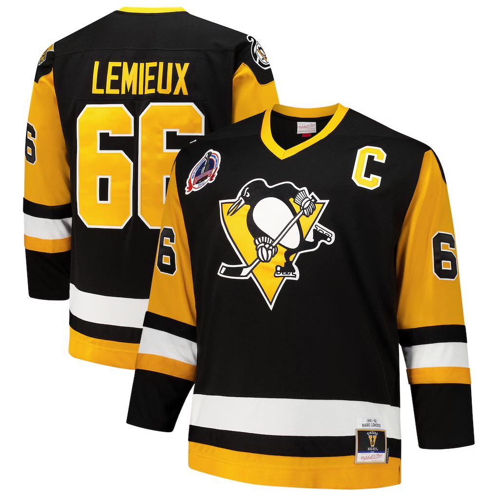 Elroe P.Penguins #66 Mario Lemieux Mitchell & Ness Black Big & Tall 1991-92 Blue Line 2.0 Jerseys