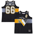 Elroe P.Penguins #66 Mario Lemieux Mitchell & Ness Black Maxxed Out Fashion Basketball Jerseys