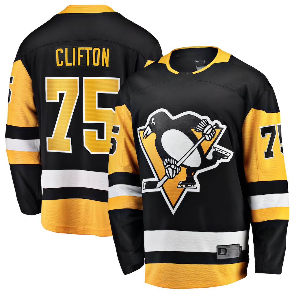 Elroe P.Penguins #75 Connor Clifton Black Home Breakaway Jerseys