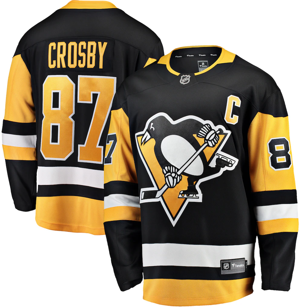 Elroe P.Penguins #87 Sidney Crosby Black Captain Patch Home Breakaway Jerseys