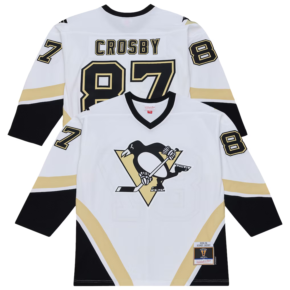 Elroe P.Penguins #87 Sidney Crosby Mitchell & Ness White 2005 Power Play Jerseys