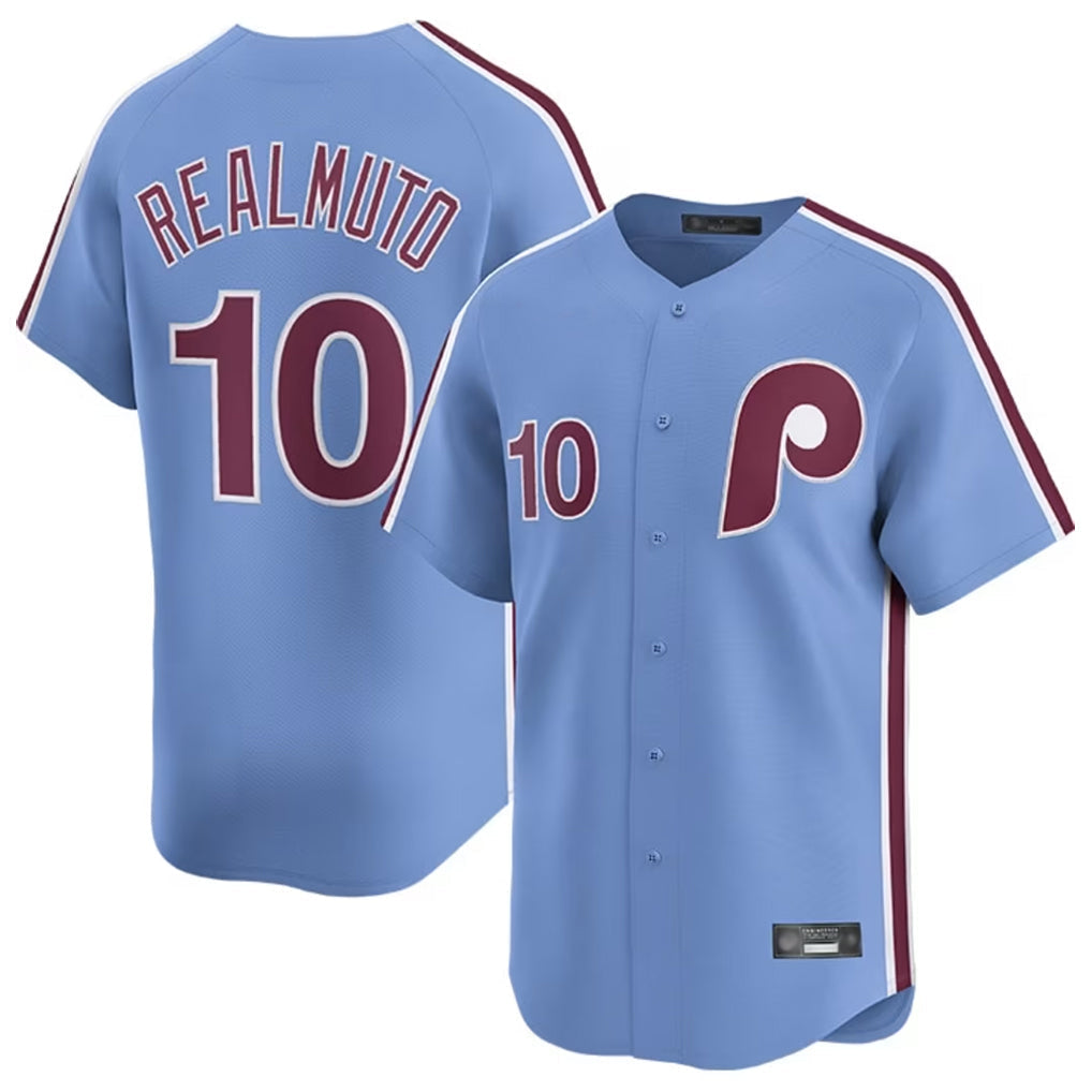 Elroe P.Phillies #10 J.T. Realmuto Player Light Blue Home Limited Stitched Jerseys