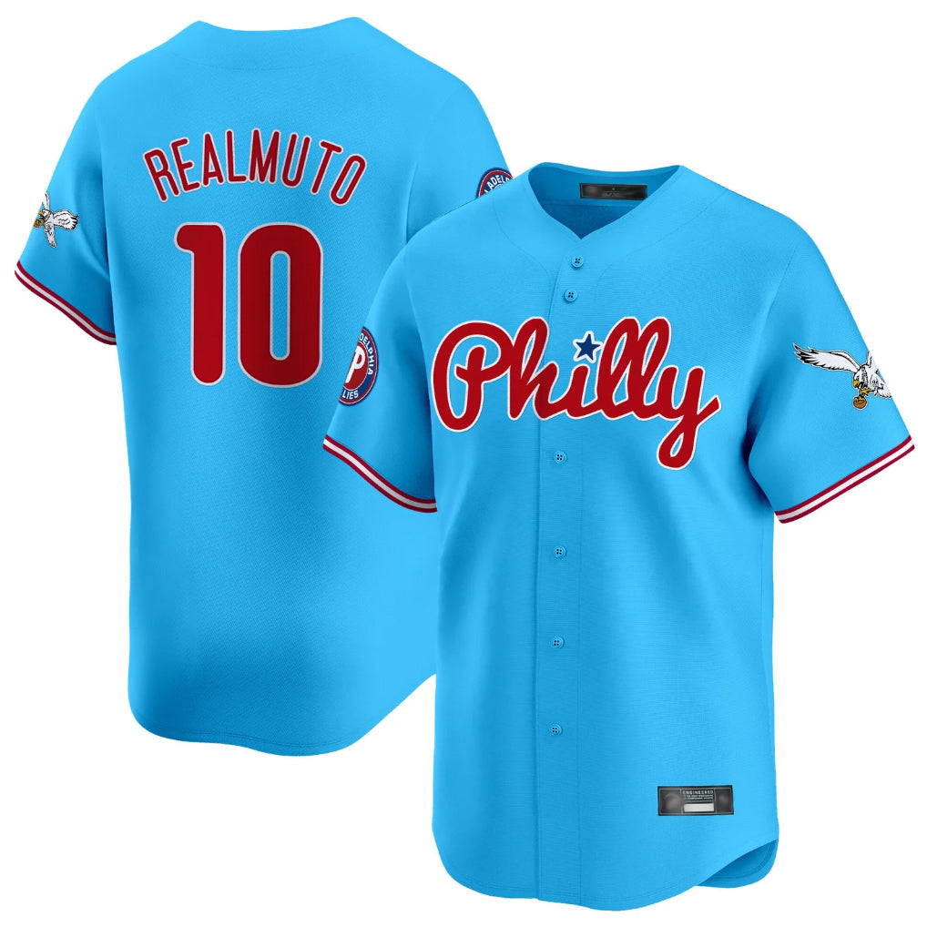 Elroe P.Phillies #10 J.T. Realmuto Player Light Blue Phillies & Eagles Vapor Premier Limited Stitched Jerseys