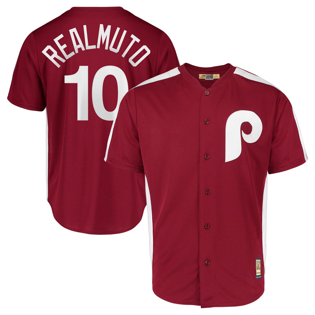 Elroe P.Phillies #10 J.T. Realmuto Player Red Cooperstown Collection Limited Home Stitched Jerseys