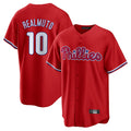 Elroe P.Phillies #10 J.T. Realmuto Player Red Home Game Stitched Jerseys