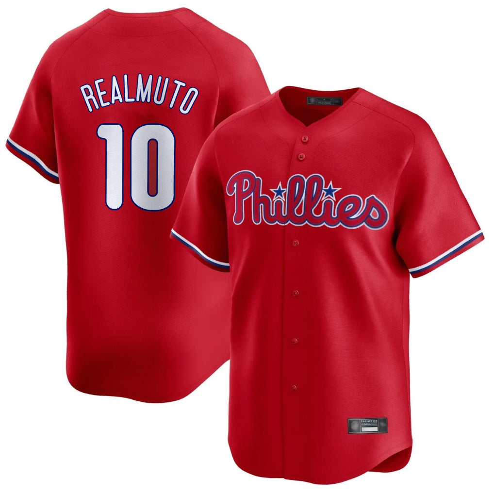 Elroe P.Phillies #10 J.T. Realmuto Player Red Home Limited Stitched Jerseys